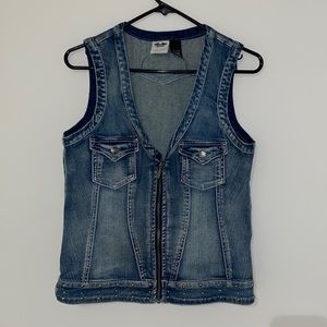 Harley Davidson, rhinestone embellished denim zip womens vest, M